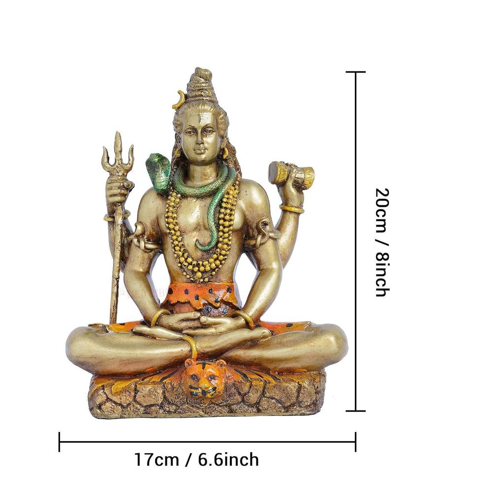 Resin Lord Shiva Statue Blessing Idol Sculpture Murti Showpiece (20 Cm X 17 Cm) - Decoration Items for Home Decor Living Room Mandir Temple
