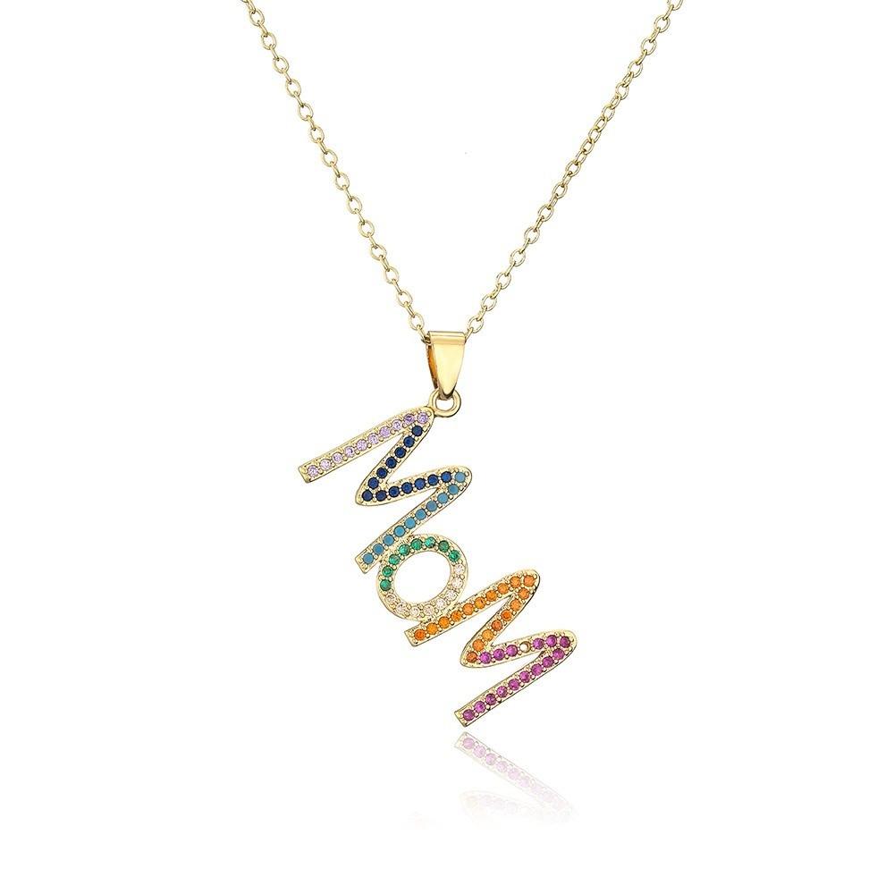 Jewelry Zircon Letter Clavicle Chain Stainless Steel Gift for Mother's Day MOM Necklace  Mom Gift