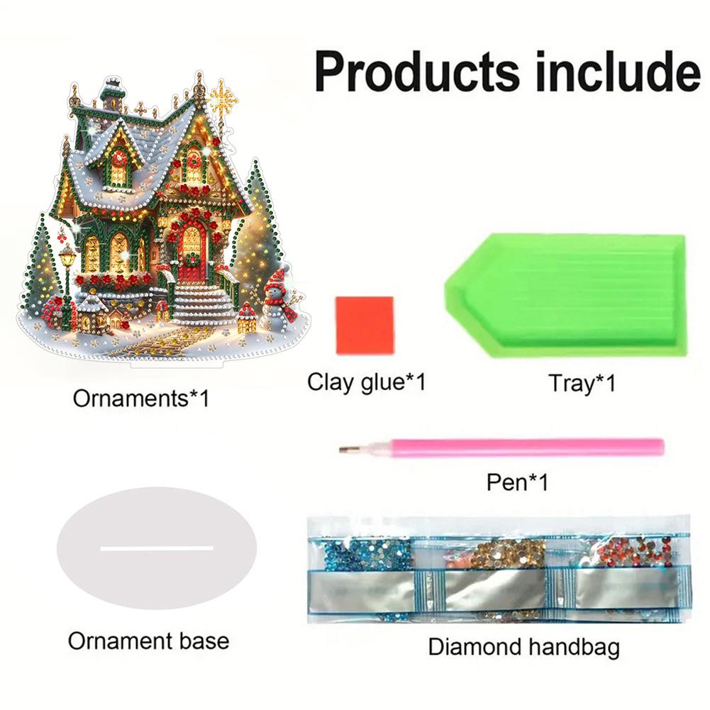 Acrylic Christmas House Colorful Light House Desktop Diamond Art Kits Diamond Painting Ornament Desktop Bedroom Table Decors