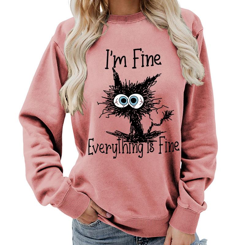Weekends Printed Round Neck Women's Top Sweatshirt for Autumn Winter Casual Loose Fit Pullovers & Long Sleeves Women’s