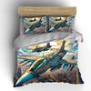 Fighter Jet Art Set Decor Bedding Set with 1 Duvet Cover 2 Pillowcases Single Double King Queen Gift