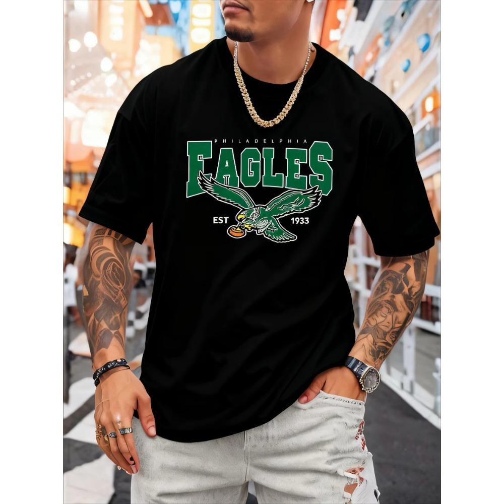 

New Cotton Eagles Graphic Men s T Shirt, Summer and Spring New Short Sleeved Round Neck Versatile Casual Top, with Comfortable and Soft Fabric S чёрный