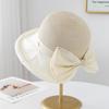 Women's Summer Wide Brim Bucket Hat Bow-Knot Patchwork Fisherman Style Beach Accessory