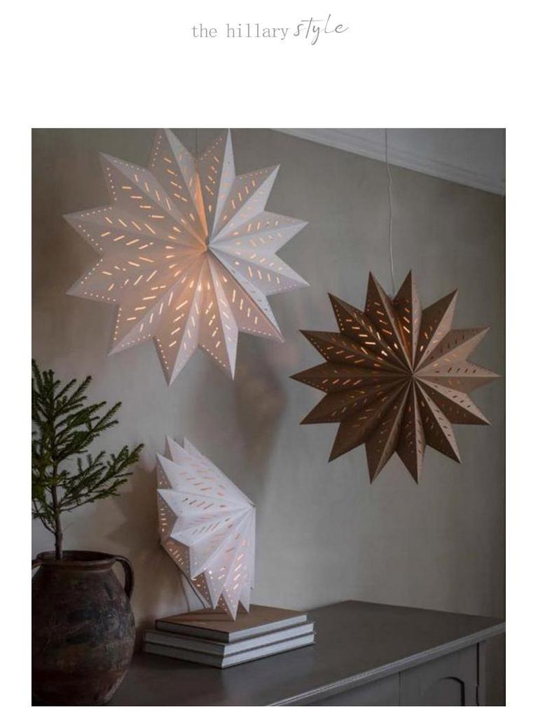 Cross-border Luminous Christmas Snowflake Star Origami - Window Display Pendant