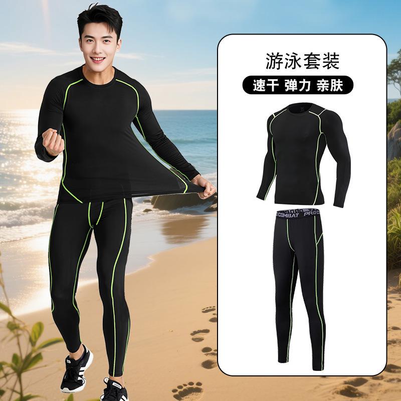 Herren Badehose Neoprenanzug Anzug Sonnenschutz Langarm Hose Ganzkörper Quallenanzug Schwimmen Surfen Schnorcheln Geteilter Badeanzug