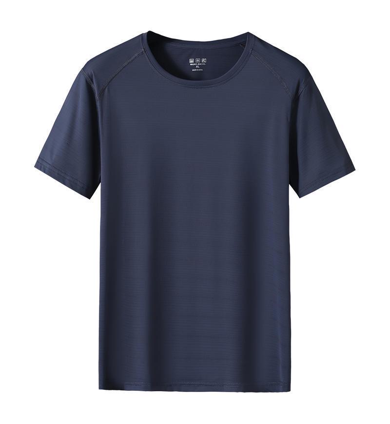 Men's Short Sleeve Ice Silk Crew Neck T-shirt - Custom Logo, Loose Fit, Trendy Casual Wear
