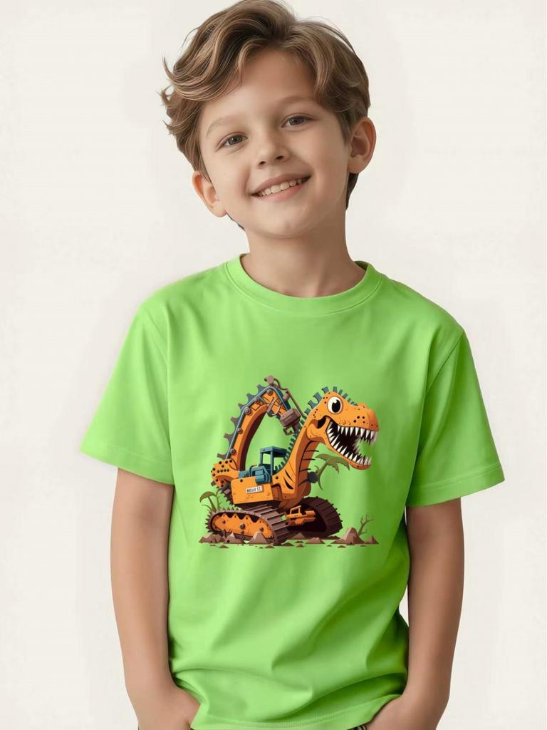 Creative children's tops, car enthusiasts, dinosaur enthusiasts, exclusive street style base layer.