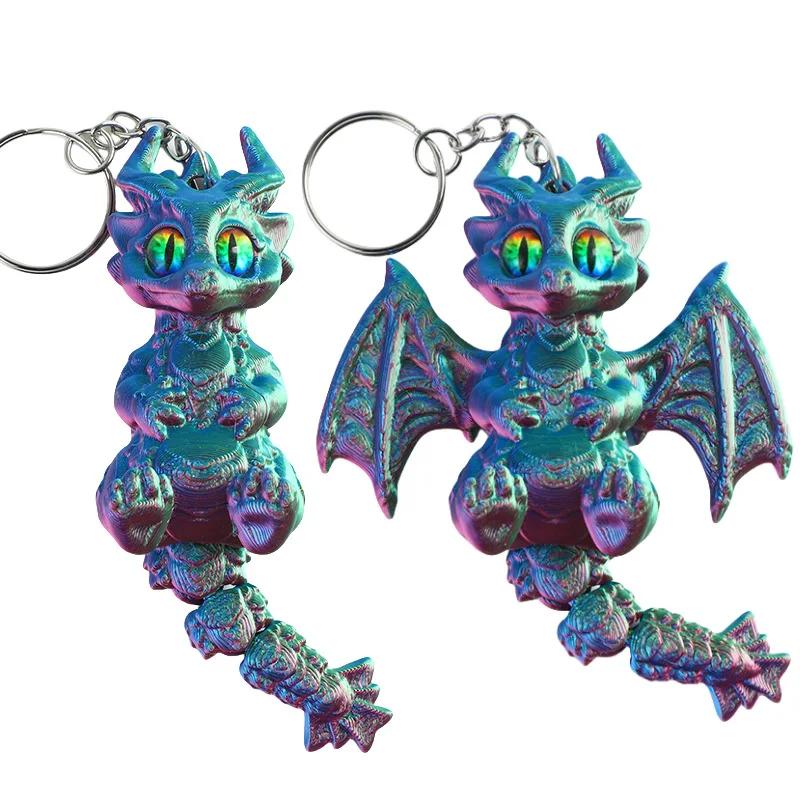 3D Printed Dragon Keychains Articulated Dragons Dragon Fidget Dragons Keychain Ornaments Simulation Model Figurines Statue Gifts