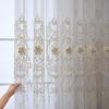 Embroidered Floral Curtains for Living Room, Bedroom, Balcony Contemporary Style Light-filtering Voile Drapes with Grommet Top All-season Sheer Window