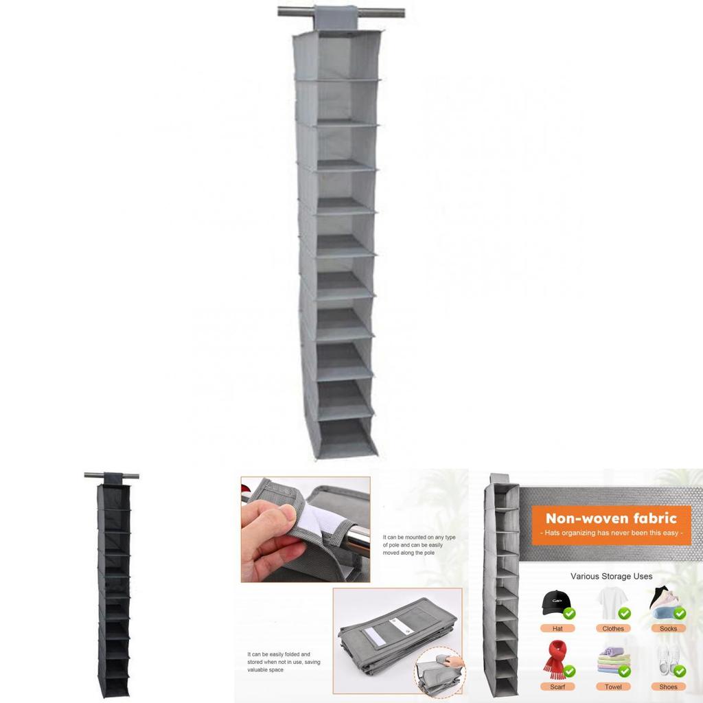 Lightweight Nonwoven Shoe Organizer With Tiered Hanging System For Closet And Wall Use