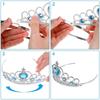 6Pcs Elsa Princess Accessories Girls Crown Gloves Wand Jewelry Set Necklace Kids Princess Queen Dress Clothing Cosplay Dress UP