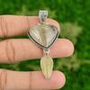 Daughters Day Sale Pear Natural Golden Rutile 925 Silver Mother Pendant Jewelry