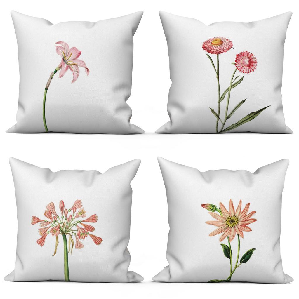 4pcs Black Cats Floral Scenic Scenes Cushion Cover Home Decor Pattern Pillow Cases for Sofa Bedroom Car