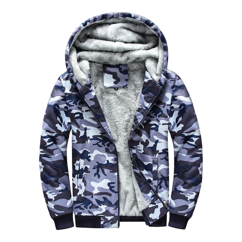 Camouflage Sweatshirt Koreanischer Stil Lässige Strickjacke Herbst und Winter Reißverschlusstasche Kapuzenpullover Bedruckt Langärmelige Jacke Oberteil