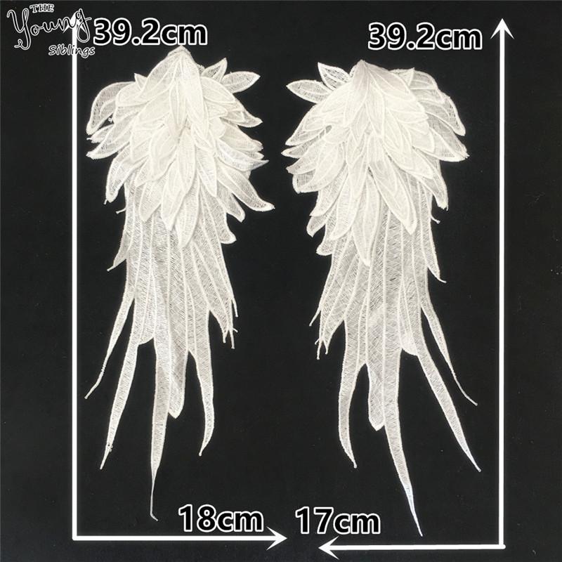 

Angel Wings, Embroidered Lace Cloth Stickers, Multi-Layer Three-Dimensional Wing Embroidered Clothing Accessories Style 1672 (1 pair) белый