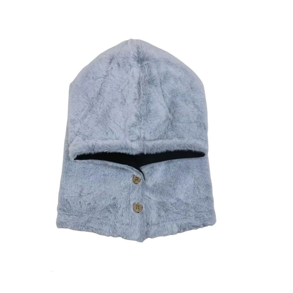 Thickened Balaclava Hat Solid Color Knitted Hooded Hat Simple Winter Cap  Streetwear