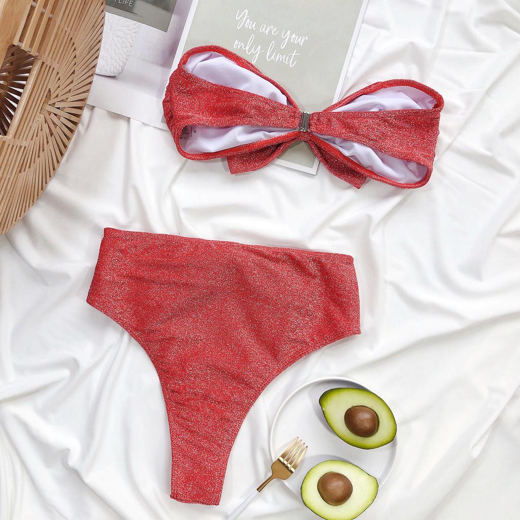 Dámské plavky jednobarevné flitrované sexy bikiny jednodílné plavky Plážové plavky