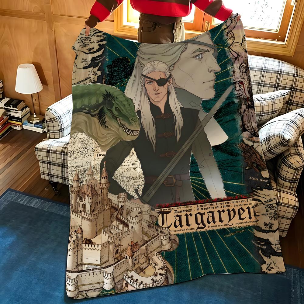 Drama H-House-e O-of T-the D-Dragon-n Throw Flannel Cozy Print Blanket, Portable, Durable Machine Washable Cute Cool