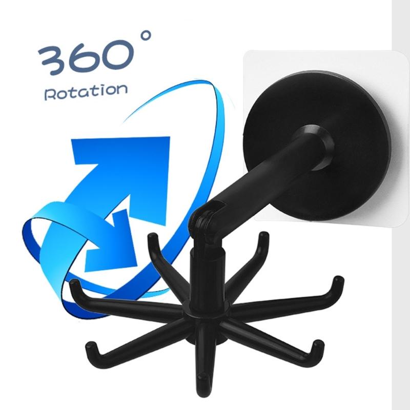 Multipurpose Plastic Swivel Hook with 7 Arms Plastic 360 Degree Rotating Bathroom Towel Hook Kitchen Tool Organiser