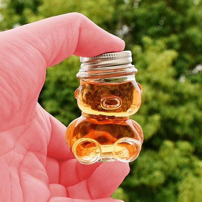 Tilted Bear Glass Bottle For Coffee Concentrate Milk Juice Leakproof Bottle With Lid Mason Jar Portable Empty Jar
