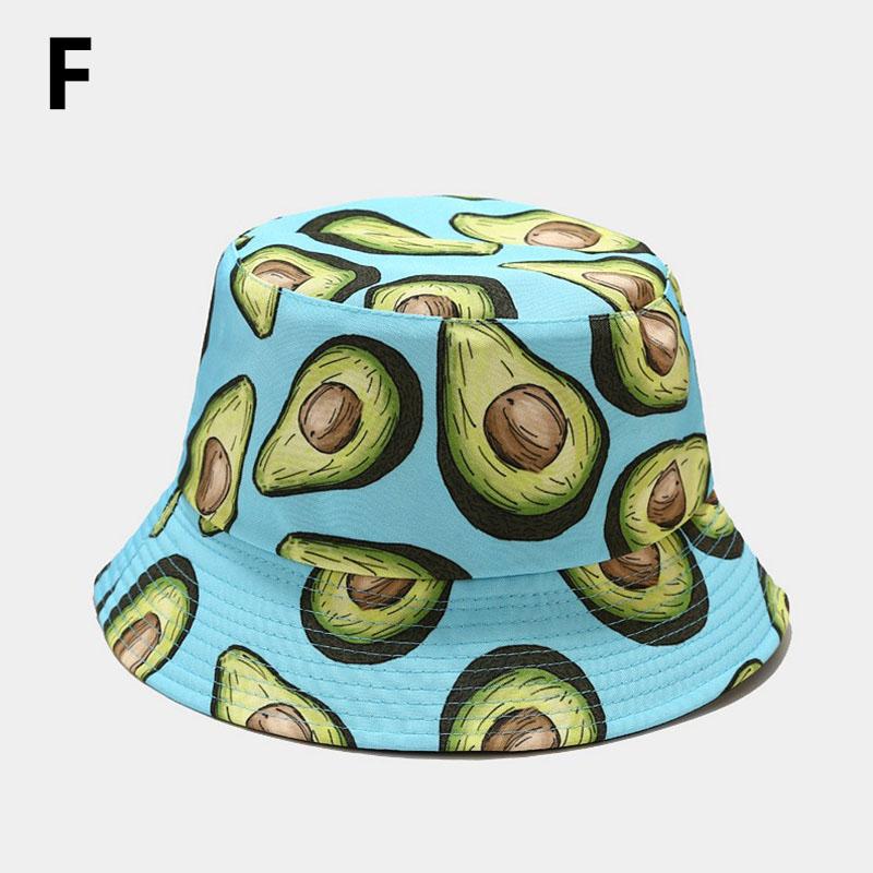 

1 шт., уличная солнцезащитная кепка, рыбацкая шляпа, двусторонняя панама с принтом авокадо, летняя шляпа-ведро F