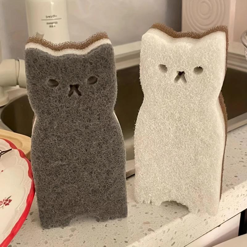 4PCS Cat Sponge Set - Thick Non-Scratch Dishwashing Sponge, Fast Bubbling & Eco-Friendly for Kitchen Sink/Bathroom
