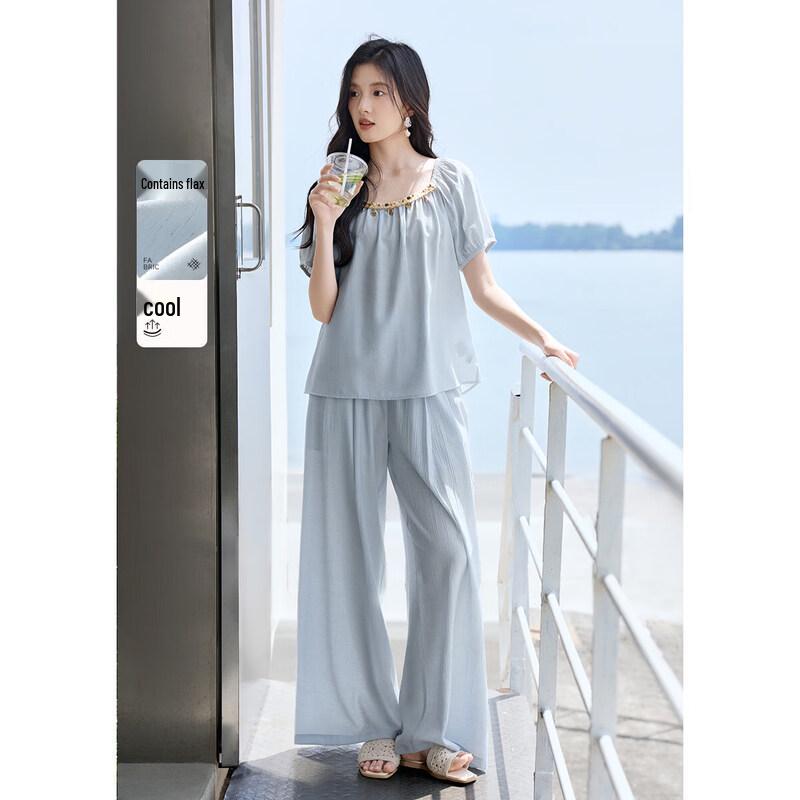XWI Elegant Bohemian Style Two-Piece Summer Outfit L светло-синий