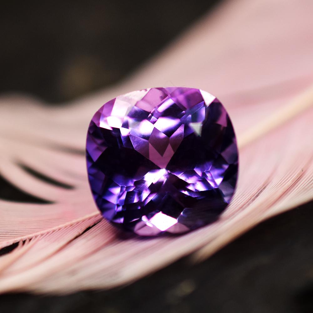 Natural Purple Sapphire Loose Gemstone 6.40 ct Square Cushion September Birthday Birthstone
