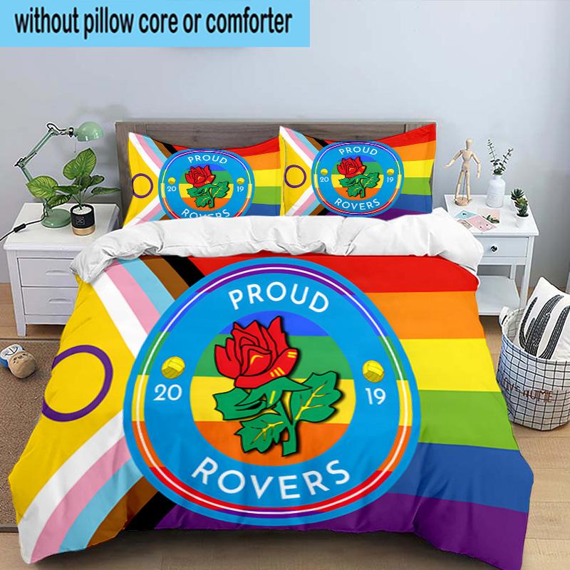 3PCS Blackburn Rovers Fc Crest Printed Bedding Set, Includes A Duvet Cover and Two Pillowcases for Bedroom, Suitable for All Seasons