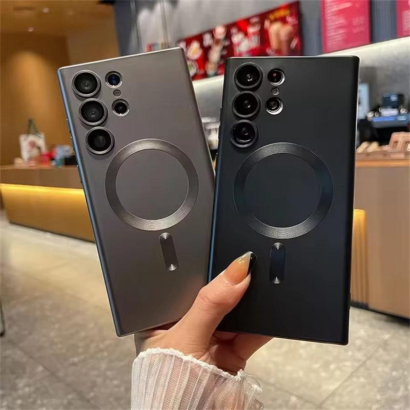 Luxury Matte Magnetic Case for Samsung S25 S24 S23 S22 Ultra S21 S20 Plus Capa for Samsung Note 20 Ultra Magsafe Phone Cover