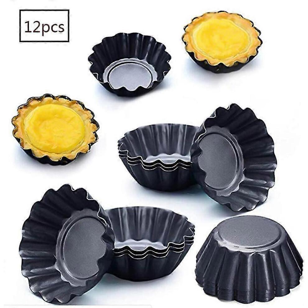 Egg Tart Moulds 12 Pcs , Mini Tart Pan for Baking, Aluminum Tins Molds