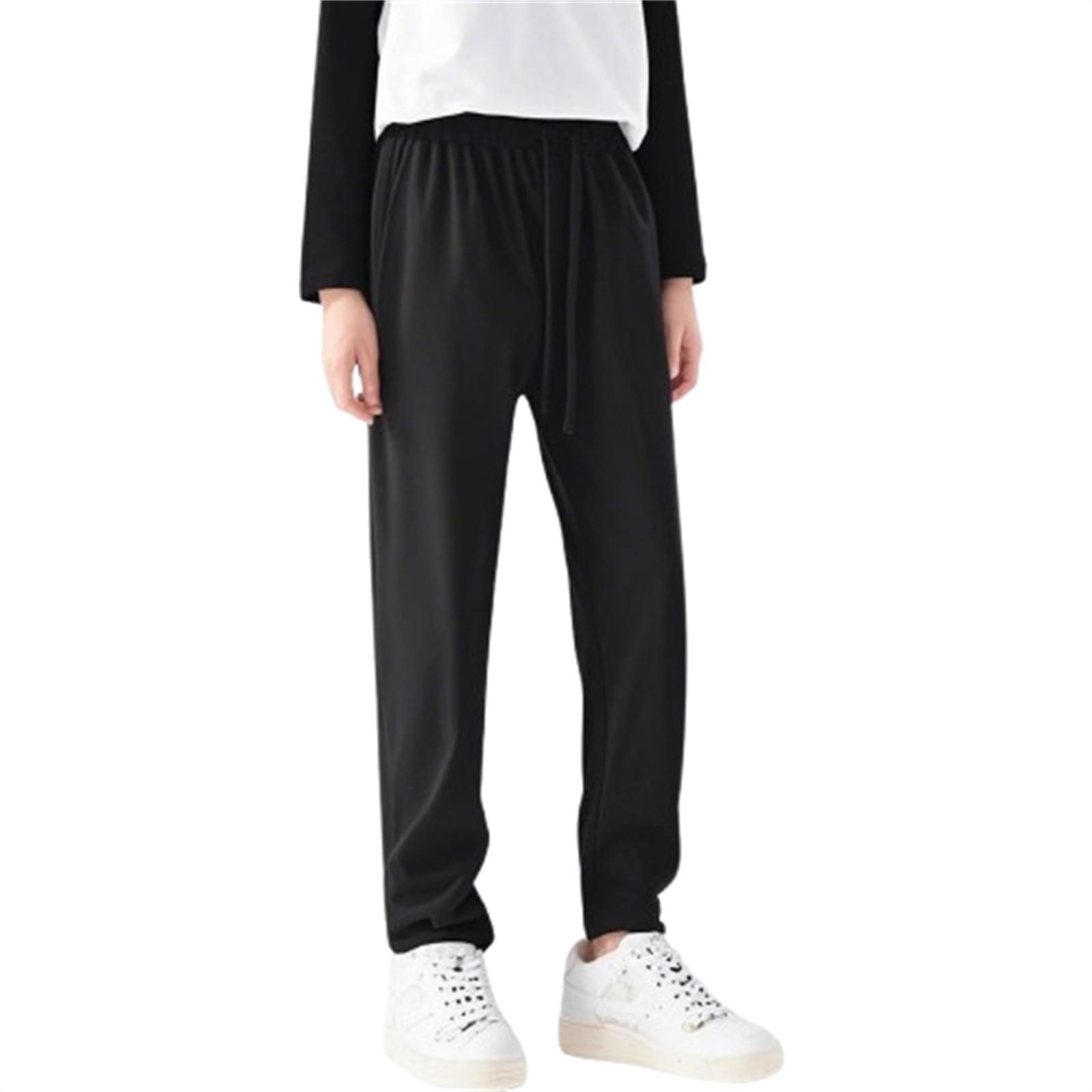 

Kids Solid Color Sweatpants Casual Long Pants With Pockets 110 чёрный