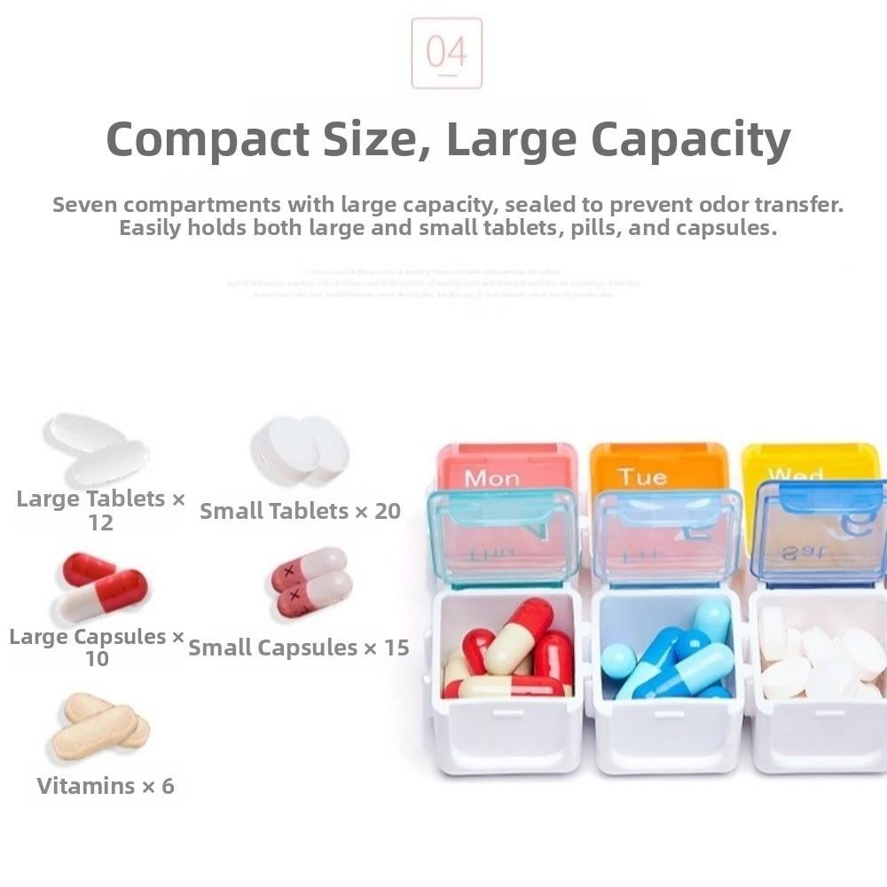 Large Capacity Smart Pill Case 7 Lattice Reminder Travel Medicine Box Colorful Weekly Pill Organizer Pill Storage
