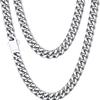 Stainless Steel Mens Cuban Link Chain, Miami Cuban Chain Necklace, 7mm/9mm Width, 24" No Tarnish& Durable Hip Hop Mens Jewelry