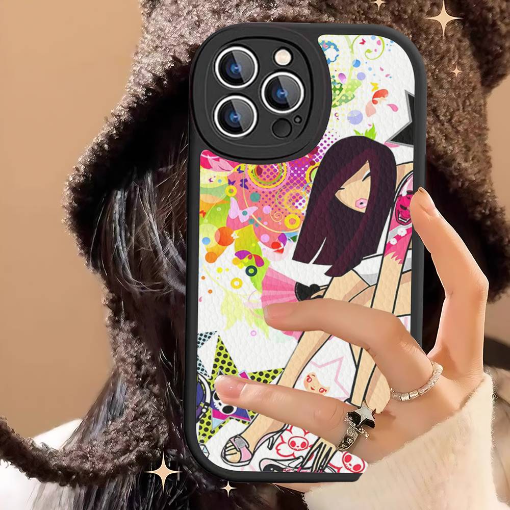Character T-tokidoki Leather Phone Case For IPhone 16 16e 15 14 13 12 11 Pro Max Plus Mini Cover