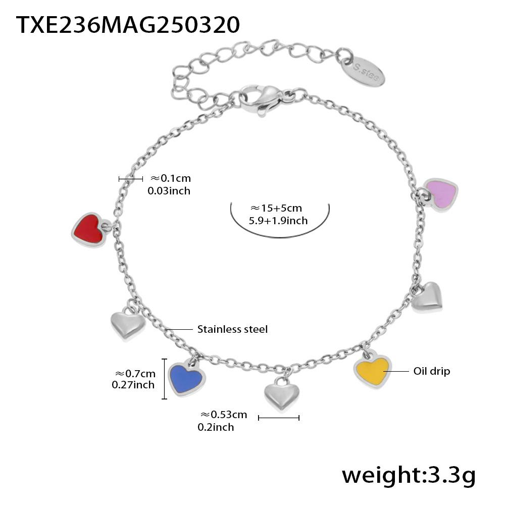 Ketten Halskette Armband Aus Edelstahl 18 Karat Vergoldet Mit Multi Emaille Herz Anhängern Halsketten Armbänder Fußkettchen Für Frauen