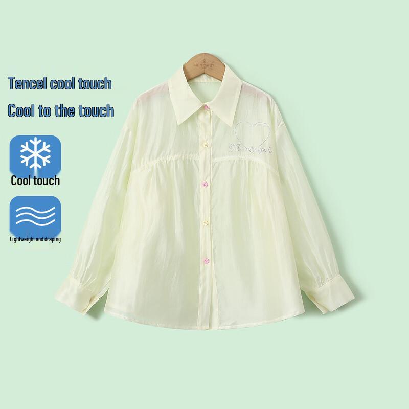 

Montagut Girls 2026 Summer Rhinestone Tencel Thin Long-Sleeve Shirt 150