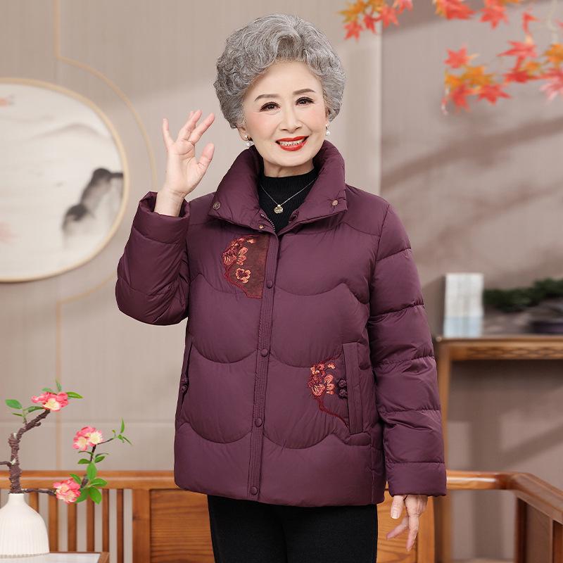 

2025 Winter Women s Chinese Style Thickened Down Jacket for Middle-aged and Elderly 3XL (For 120-135 jin) красный/фиолетовый