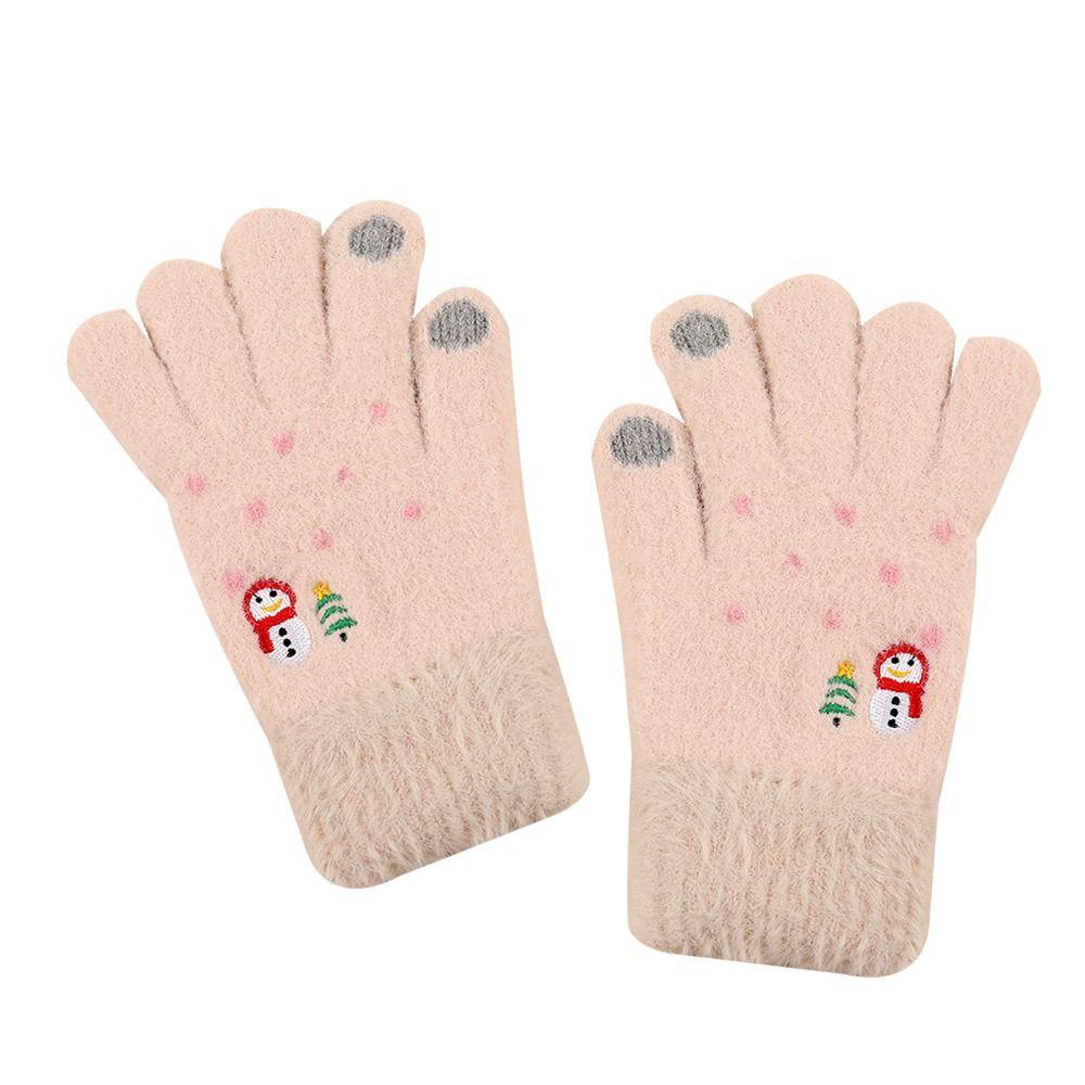 Fashion Thickened Winter Gloves Cold-proof Windproof Warm Gloves Non Slip Cute Snowman Touchscreen Gloves Women Men