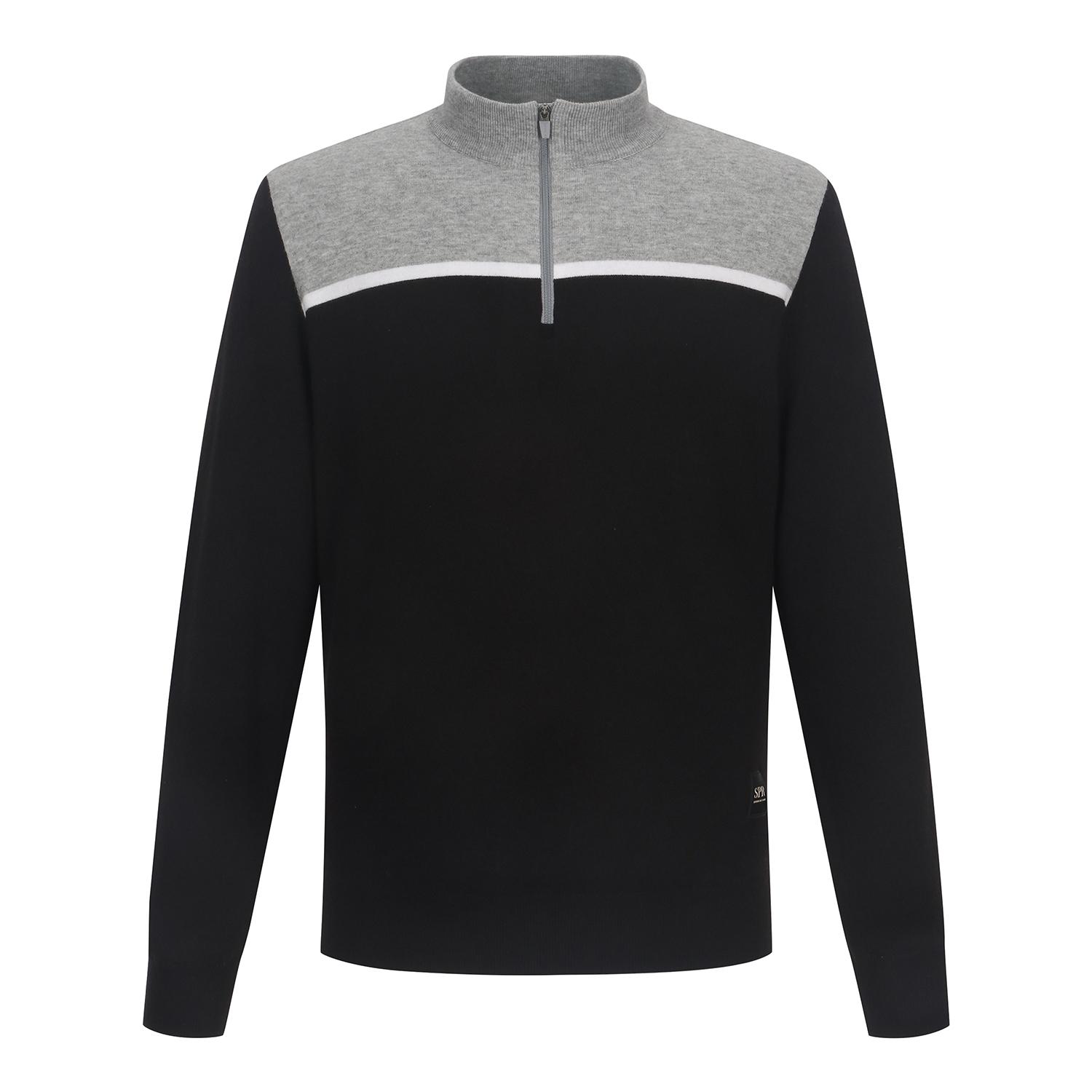 Superior Men S Color Block Zip-Up Sweater Grey (Im0Drd40234) Gray.Im0Drd40234/110