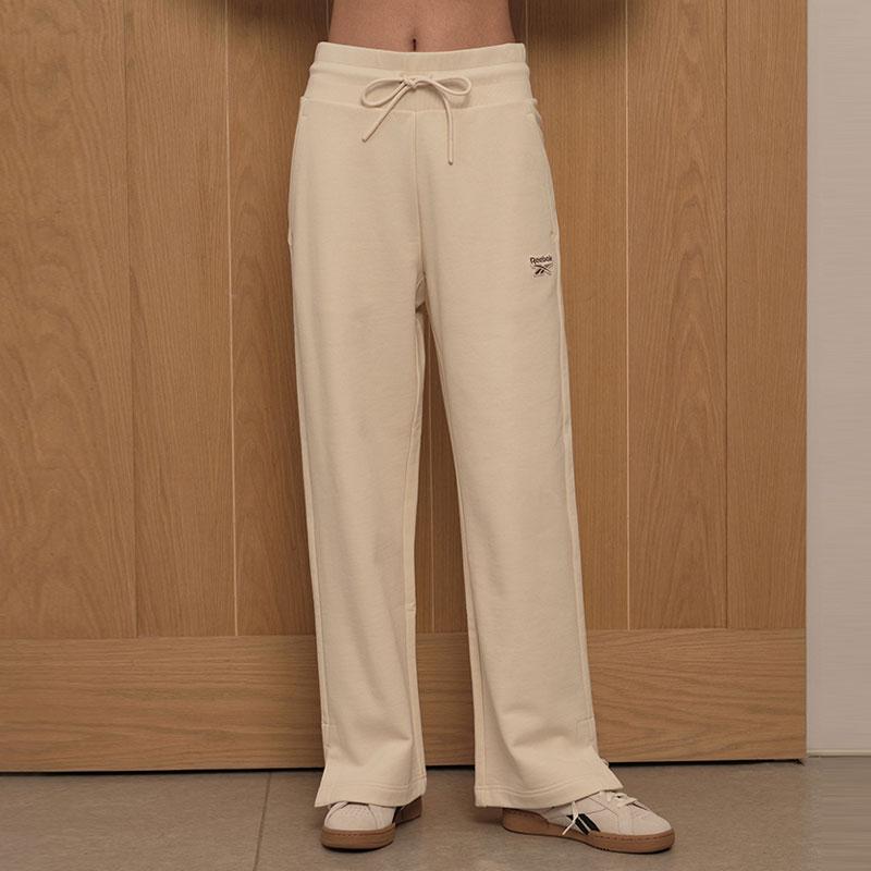 Reebok Solid Color High Waist Wide Leg Knit Sports Pants Women bottoms Off-White 23FRC656WGW2