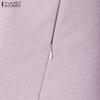 ZANZEA Women Casual Round Neck Solid Color Summer Short Sleeve Dress