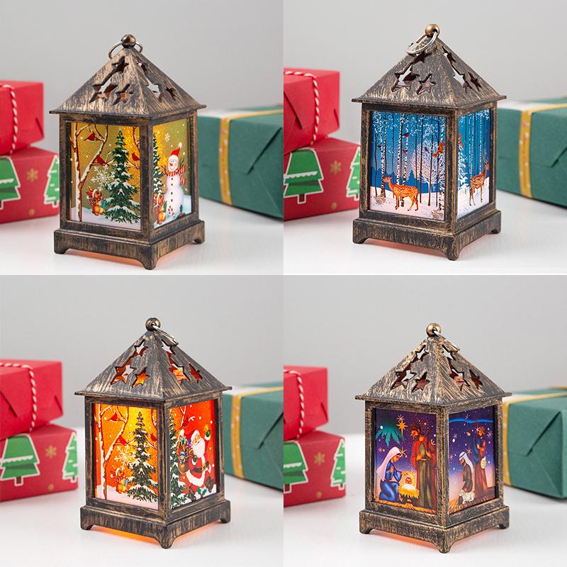 Christmas LED Light Creative Night Light Retro Wind Lantern Christmas Desktop Decoration Lights