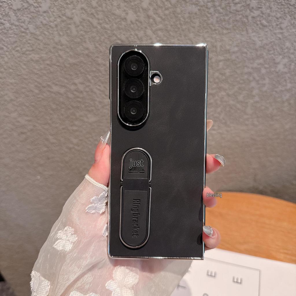 Чехол-держатель с кольцом из кожи для Samsung Z Fold7 с теплоотводом - Совместим с Flip6/7