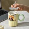 Panda Niedliches Mädchen Tasse Keramik mit Deckel Paar Große Kapazität Trinkwasser Henkeltasse Strohhalm Direktes Trinken Doppelter Zweck