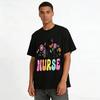 Floral Print Nurse Themed Casual Short Sleeve T-Shirt Pure cotton T-shirt