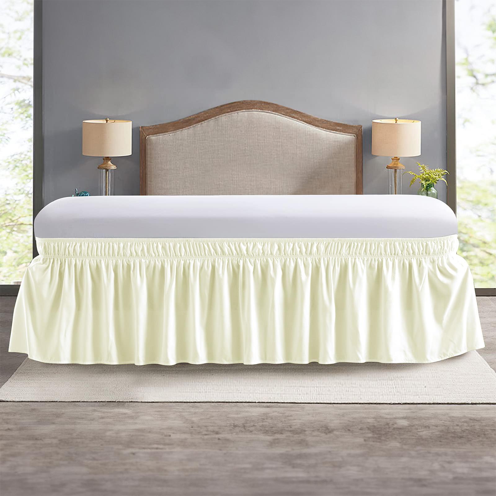 

Wrap Around Bed Skirts for Twin/Full/Queen/King Size Bed Adjustable Elastic Dust Ruffles Easy Fit Bed Cover Bedding for Bedroom Twin слоновая кость