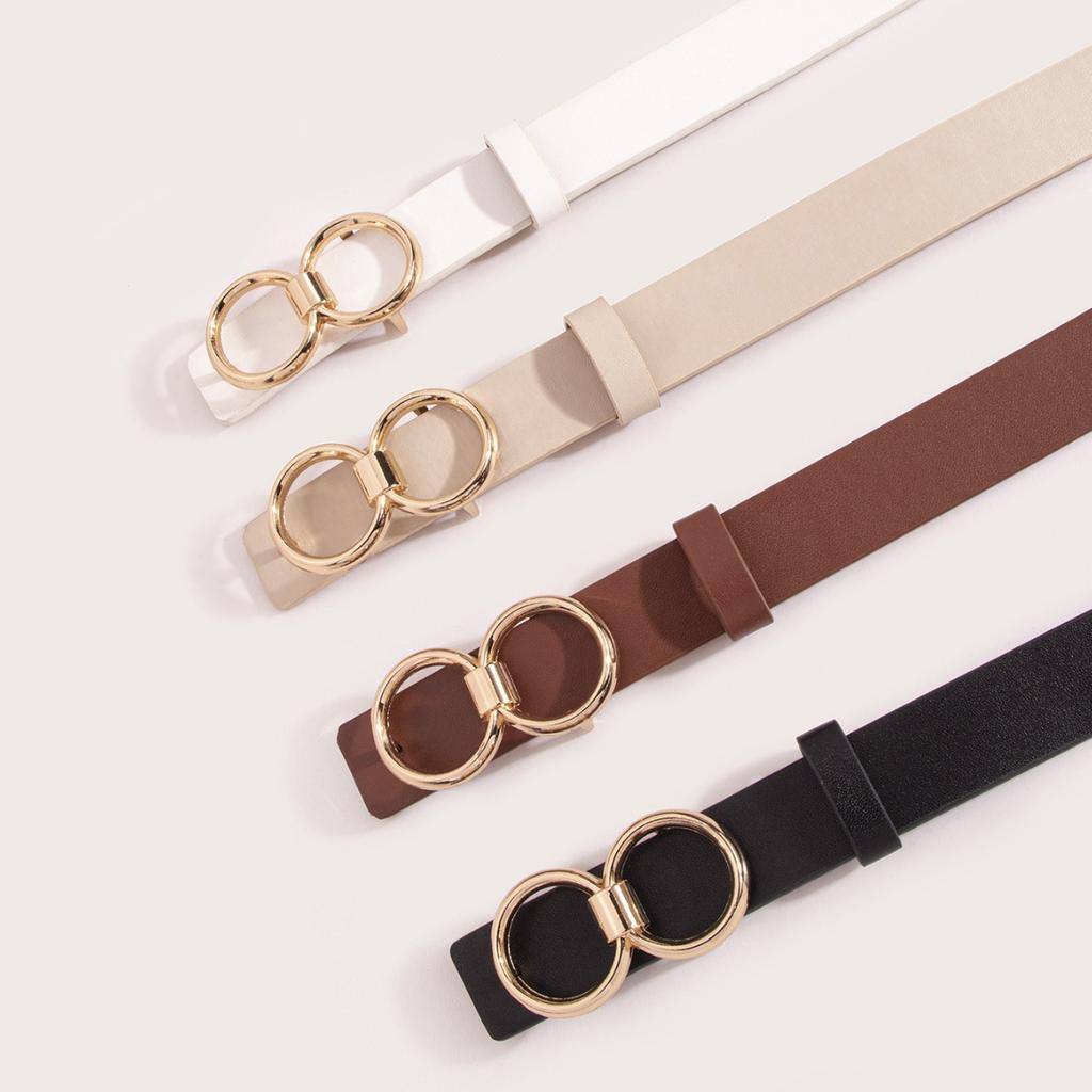 Spring New 8-shaped Buckle Simple and Versatile PU Belt for Women, Fashionable Commuting Buckle Belt