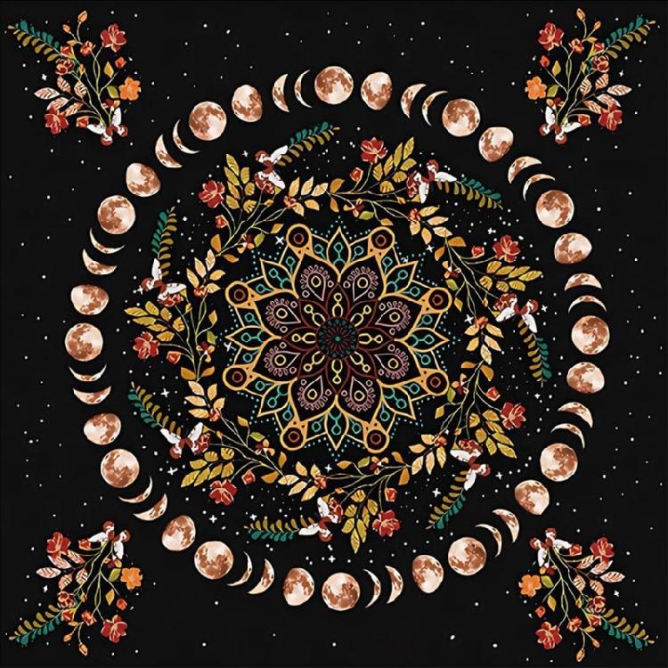 Moonphases Plant Tarot Tablecloth Altars Cloth Astrologys Divinations Tapestry
