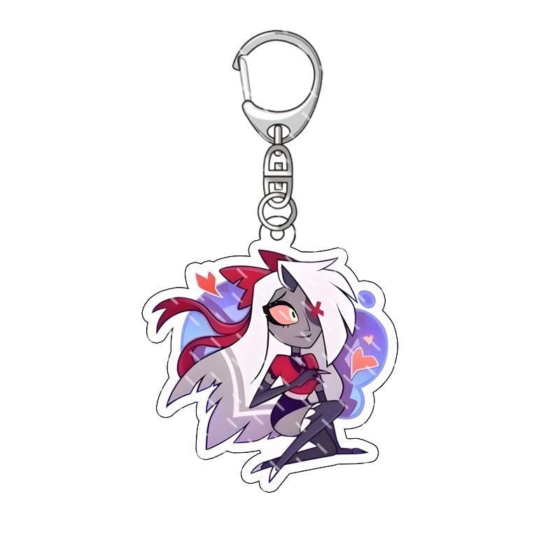 Anime Keychain Hazbin Hotel Cartoon Model AD Alastor Sir Pentious Adam The Exorcist Charm Car Key Ring Bag Accessories Gift